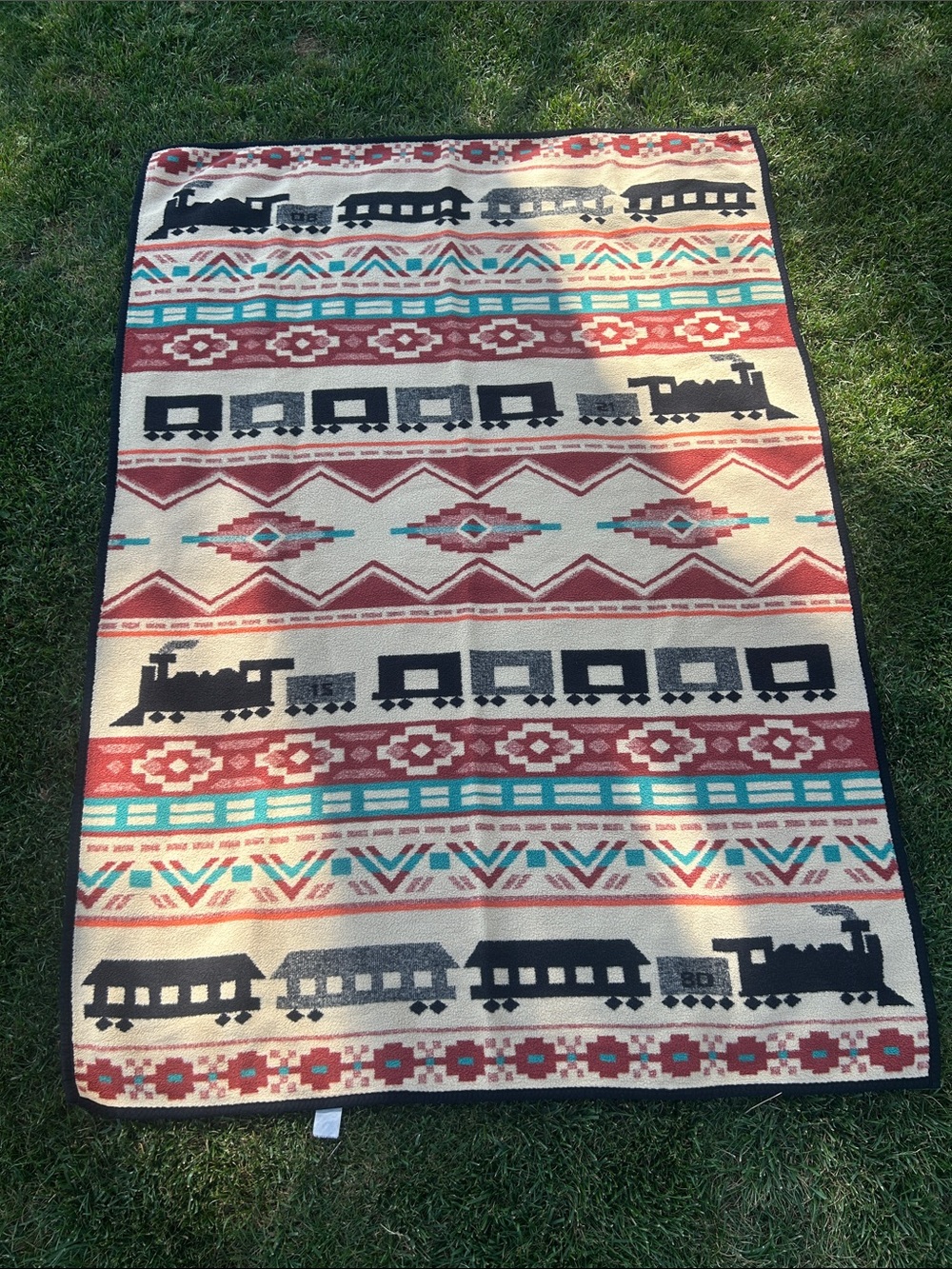 San Marcos SOFT Throw Blanket Aztec TRAINS Western